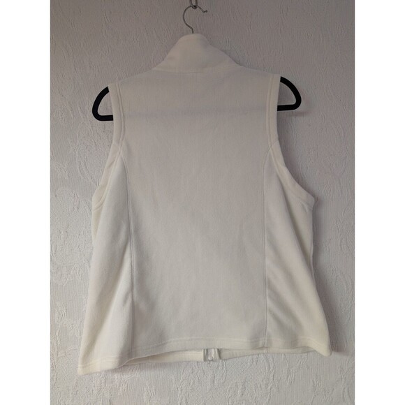 Potpourri White Fleece Zippered Vest Women Large Cute Embroidered Pink Poodle - Picture 2 of 10